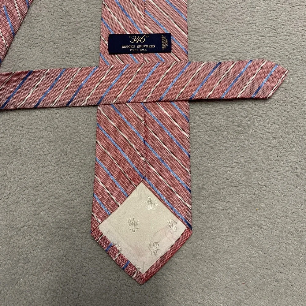 Brooks Brothers 346‎ Silk Neck Tie Red Blue Striped USA